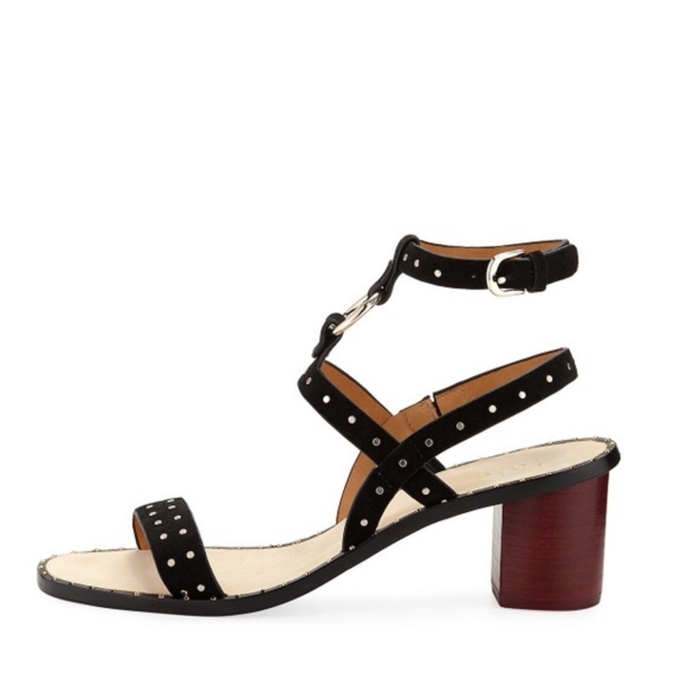 Joie Black Suede Gold Studded Sandals